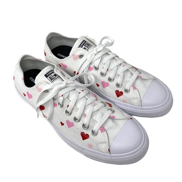 Converse Ctas Low Top Shoe Heart White Canvas Skate Men Size Custom 168958C-WWWH - Picture 3 of 9